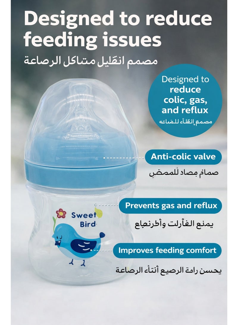 Momeasy 2 Pack 120ml Baby Feeding Bottles, Anti-Colic Valve, Breast-Like Soft Silicone Nipple, BPA-Free, Leakproof, Wide Neck, Easy Clean, Newborn/Infant Milk Bottle Set - Image 3